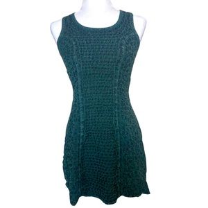 Vintage Embroidered Tieback Dress Forest Green Sz Small